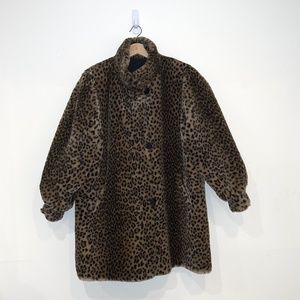 Reversible leopard faux fur coat